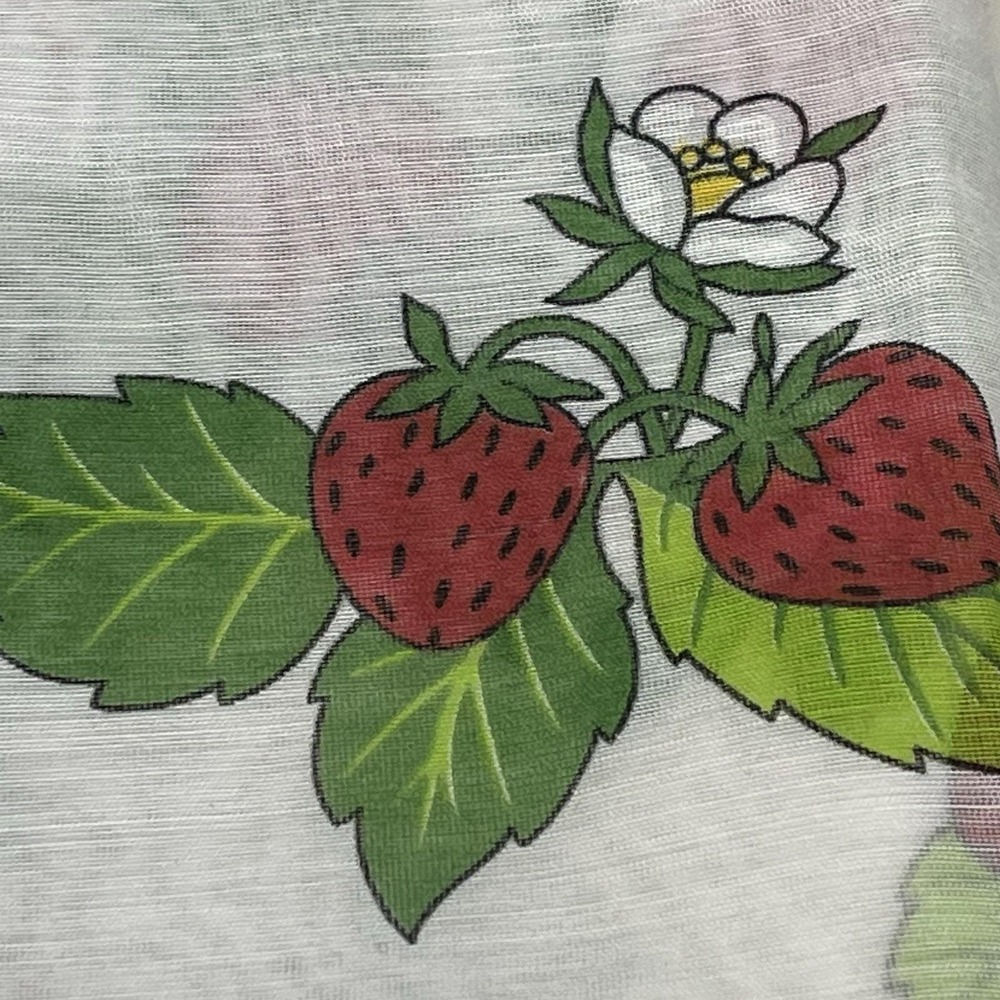 Vintage 70s Strawberry Sheer Curtain Panels Lot 3 CottageCore Kitchen Cafe Retro